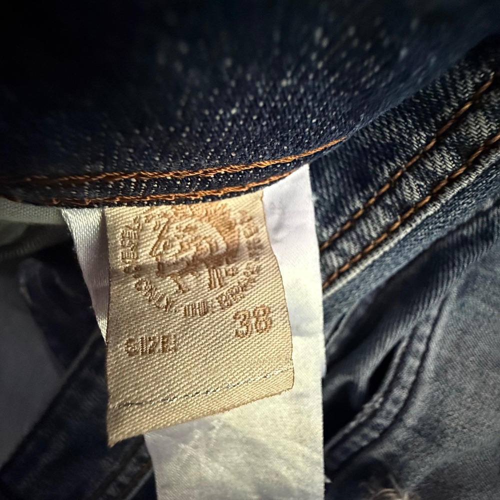 Diesel Larkee Mens 38x32 Blue Distressed Regular Straight Leg Jeans Medium Wash - Picture 10 of 12